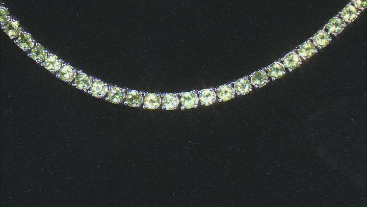 Green Peridot Rhodium Over Sterling Silver Paperclip Necklace 3.08ctw Video Thumbnail