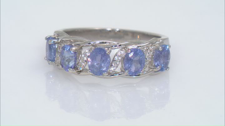 Blue Tanzanite Rhodium Over Sterling Silver Ring 1.33ctw Video Thumbnail