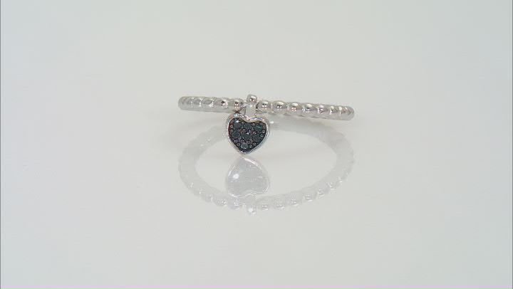 Black Spinel Rhodium Over Sterling Silver Ring Set 0.04ctw Video Thumbnail