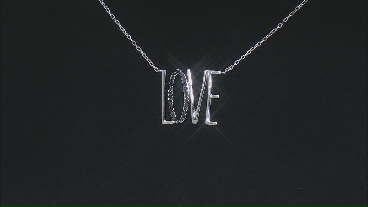 Black Spinel Rhodium Over Sterling Silver "Love" Necklace 0.16ctw Video Thumbnail