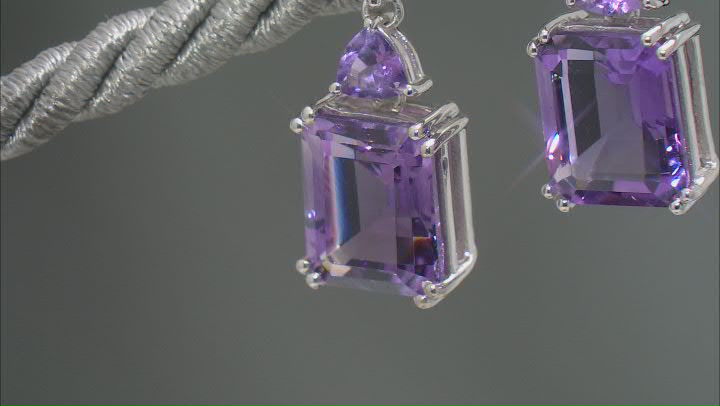 Purple Amethyst Platinum Over Sterling Silver Earrings 13.32ctw Video Thumbnail