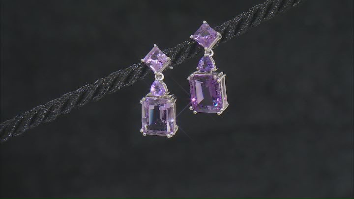 Purple Amethyst Platinum Over Sterling Silver Earrings 13.32ctw Video Thumbnail