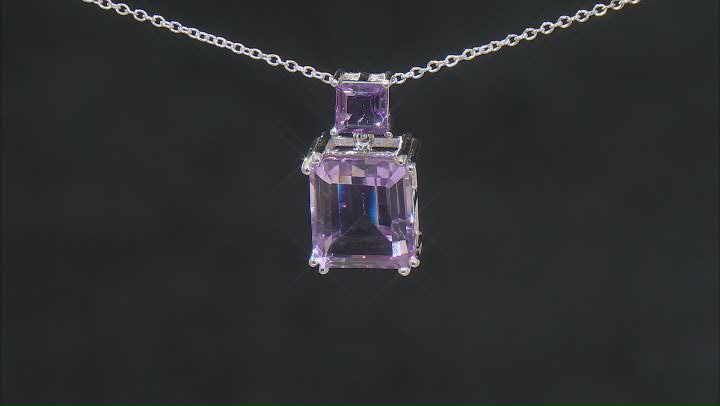 Purple Amethyst Platinum Over Sterling Silver Pendant With Chain 9.38ctw Video Thumbnail