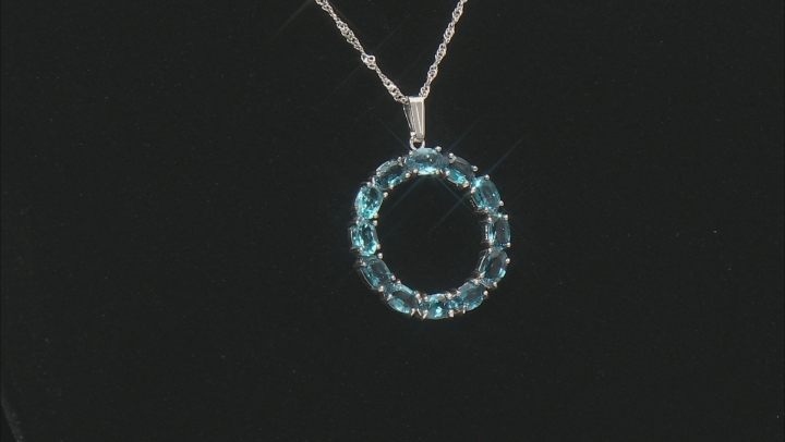 Blue Topaz Rhodium Over Sterling Silver Pendant With Chain 5.40ctw Video Thumbnail