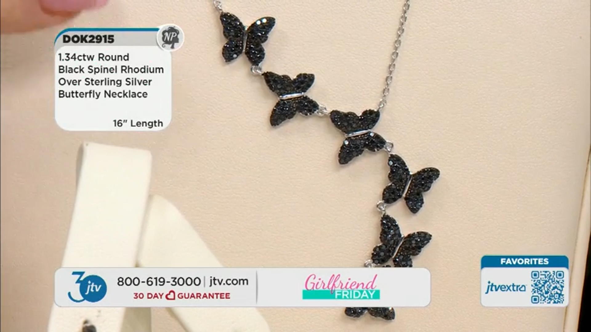 Black Spinel Rhodium Over Sterling Silver Butterfly Necklace 1.34ctw Video Thumbnail