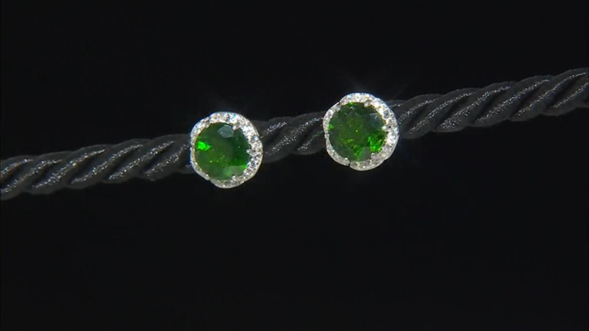 Green Chrome Diopside Rhodium Over Sterling Silver Stud Earrings 3.95ctw Video Thumbnail