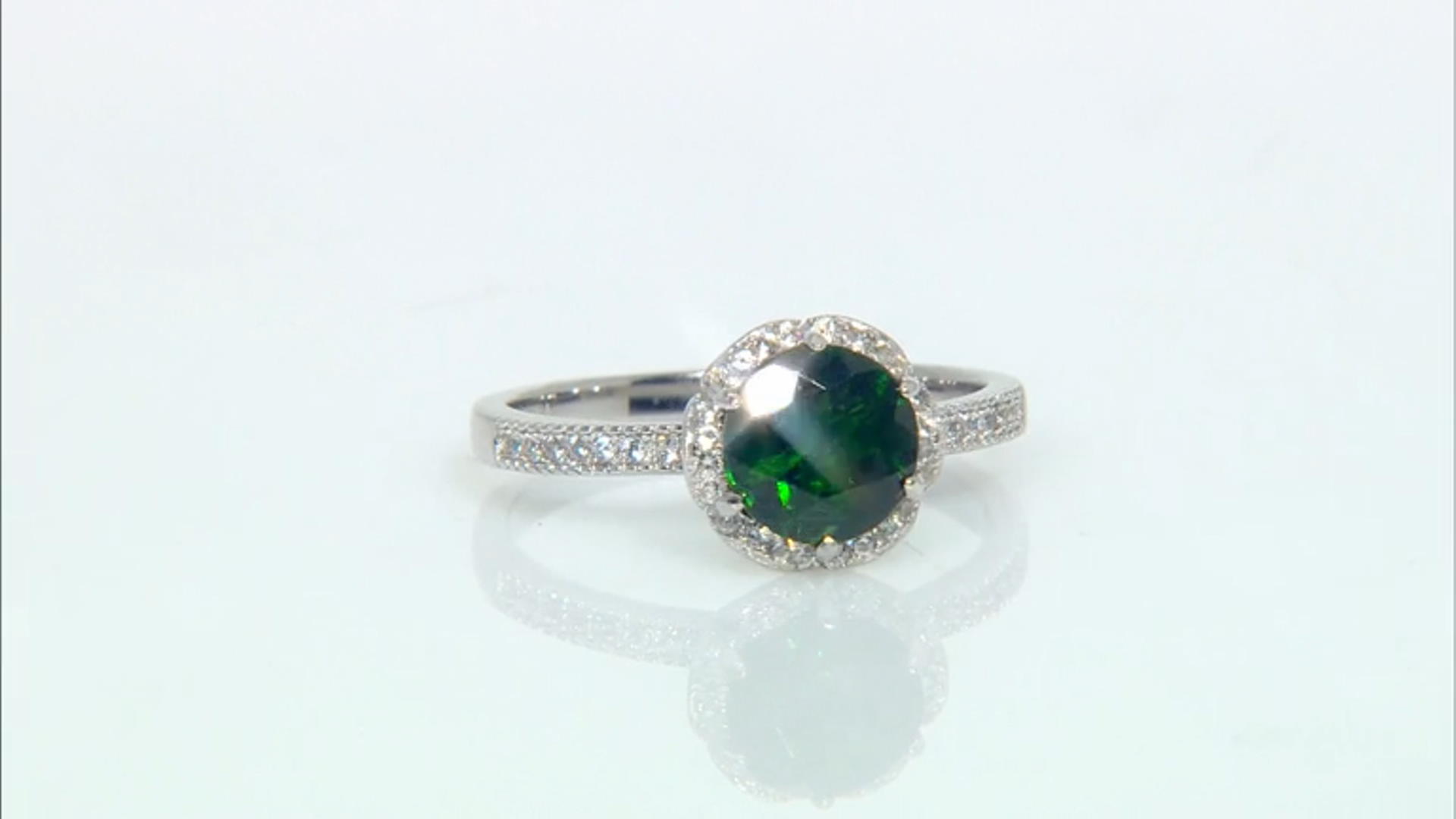 Green Chrome Diopside Rhodium Over Sterling Silver Ring 2.10ctw Video Thumbnail