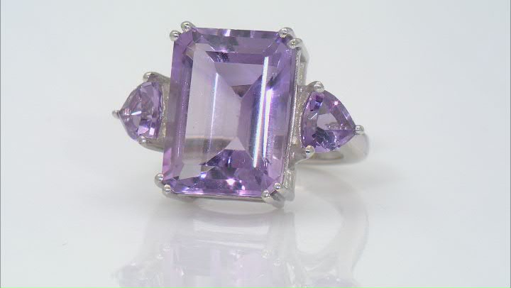 Purple Amethyst Platinum Over Sterling Silver Ring 12.40ctw Video Thumbnail