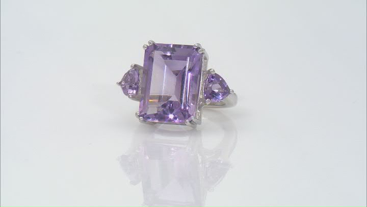 Purple Amethyst Platinum Over Sterling Silver Ring 12.40ctw Video Thumbnail