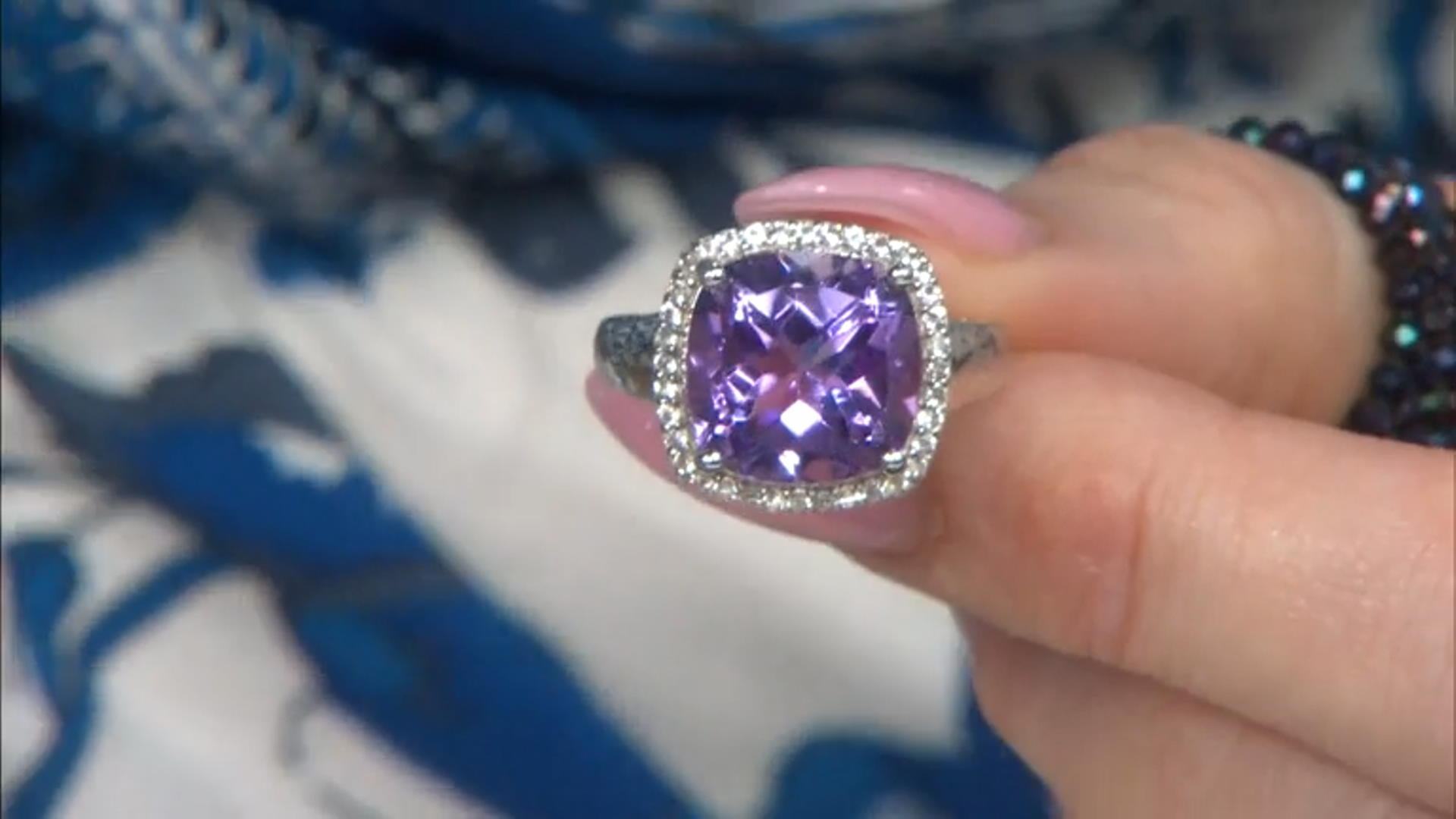 Purple Amethyst Platinum Over Sterling Silver Ring 6.70ctw Video Thumbnail