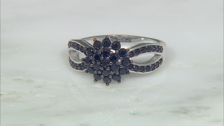 Black Spinel Rhodium Over Sterling Silver Ring 1.00ctw Video Thumbnail