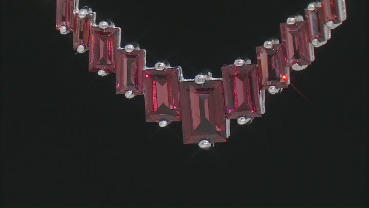 Red Garnet Rhodium Over Sterling Silver Bar Necklace 4.00ctw Video Thumbnail