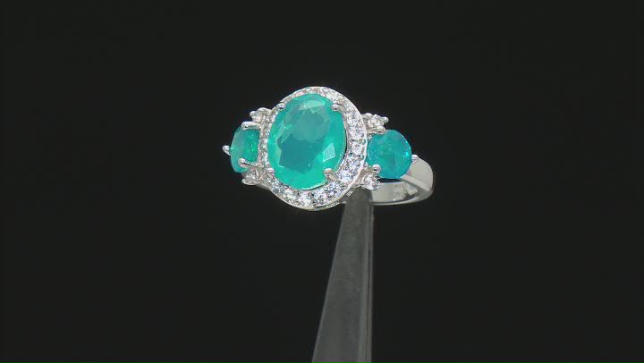 Paraiba Blue Color Ethiopian Opal Rhodium Over Sterling Silver Ring 1.60ctw Video Thumbnail