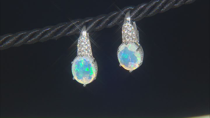 White Ethiopian Opal Rhodium Over Sterling Silver Earrings 2.90ctw Video Thumbnail
