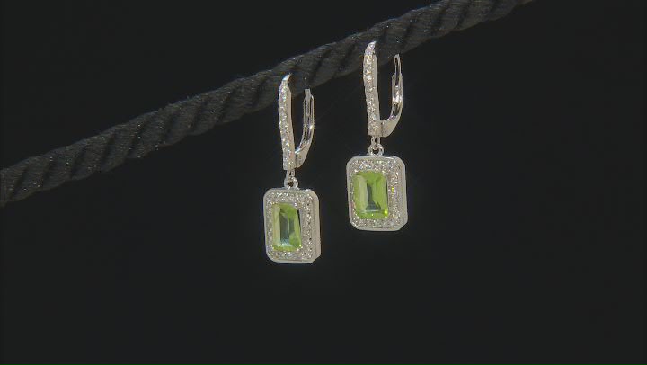 Green Peridot Rhodium Over Sterling Silver Earrings 2.40ctw Video Thumbnail