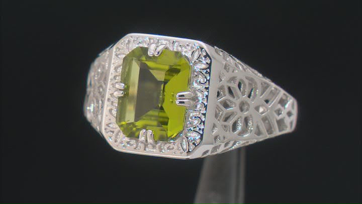 Green Peridot Rhodium Over Sterling Silver Ring 2.20ct Video Thumbnail
