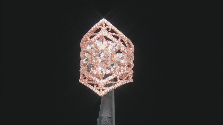 Peach Morganite 18k Rose Gold Over Sterling Silver Ring 4.49ctw Video Thumbnail