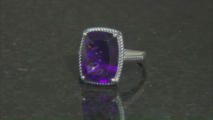 Purple African Amethyst Sterling Silver Ring 8.50ct Video Thumbnail