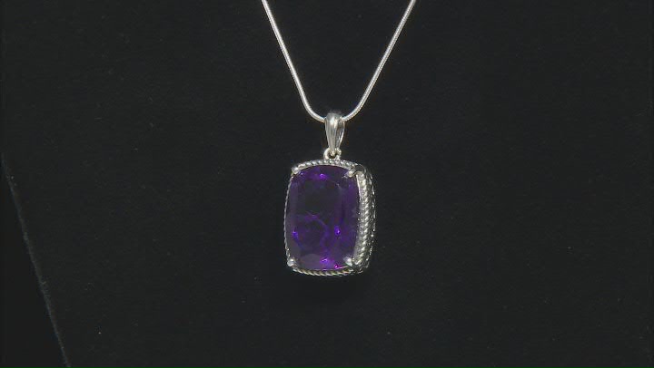 Purple African Amethyst Sterling Silver Pendant With Chain 12.95ct Video Thumbnail