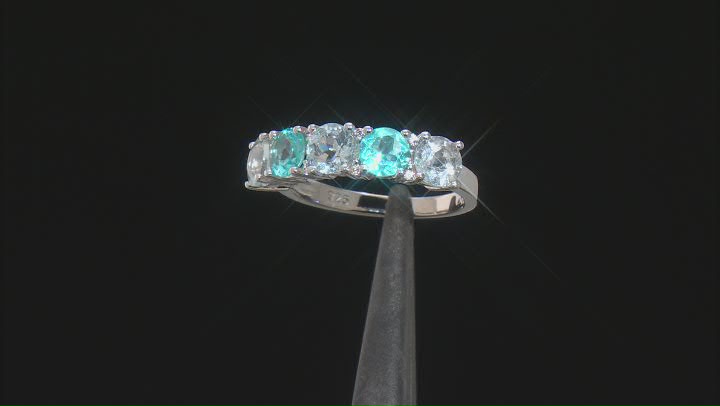 Blue Aquamarine Rhodium Over Sterling Silver Band Ring 2.47ctw Video Thumbnail