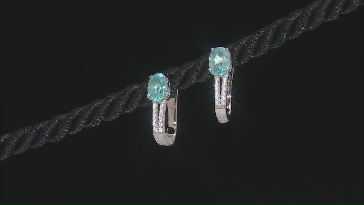 Blue Zircon Rhodium Over Sterling Silver Earrings 2.50ctw Video Thumbnail