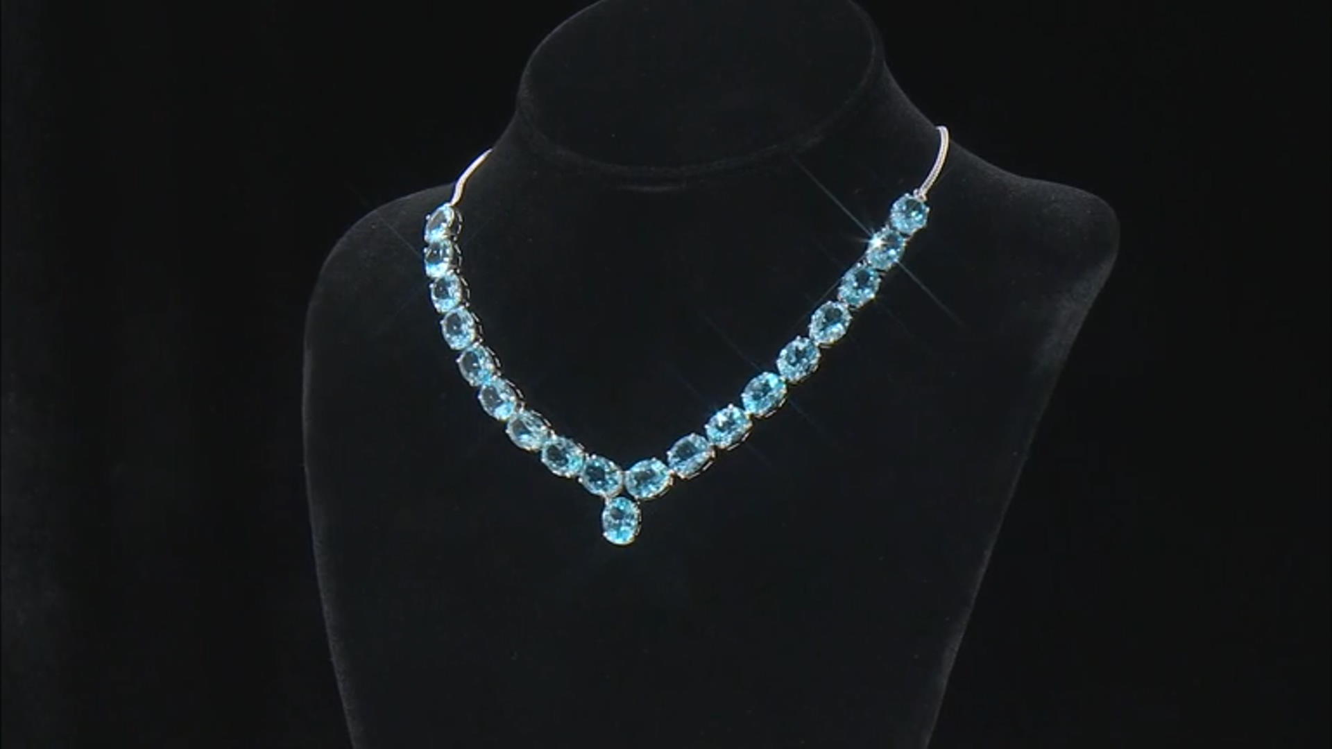 Sky Blue Topaz Rhodium Over Sterling Silver Necklace 55.00ctw Video Thumbnail
