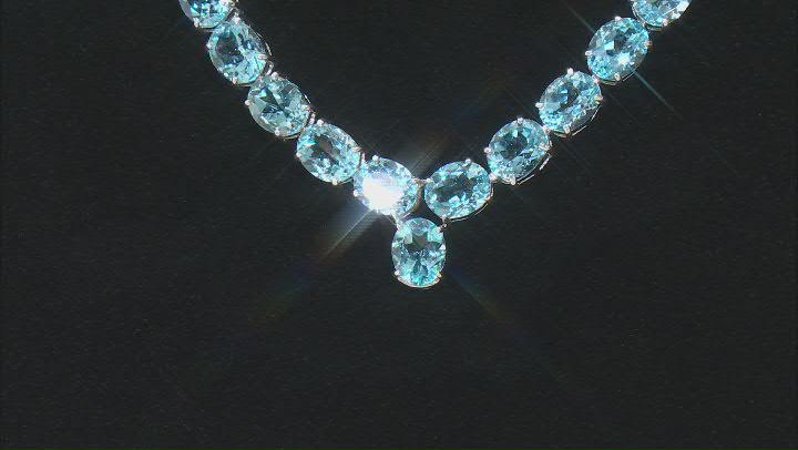 Sky Blue Topaz Rhodium Over Sterling Silver Necklace 55.00ctw Video Thumbnail