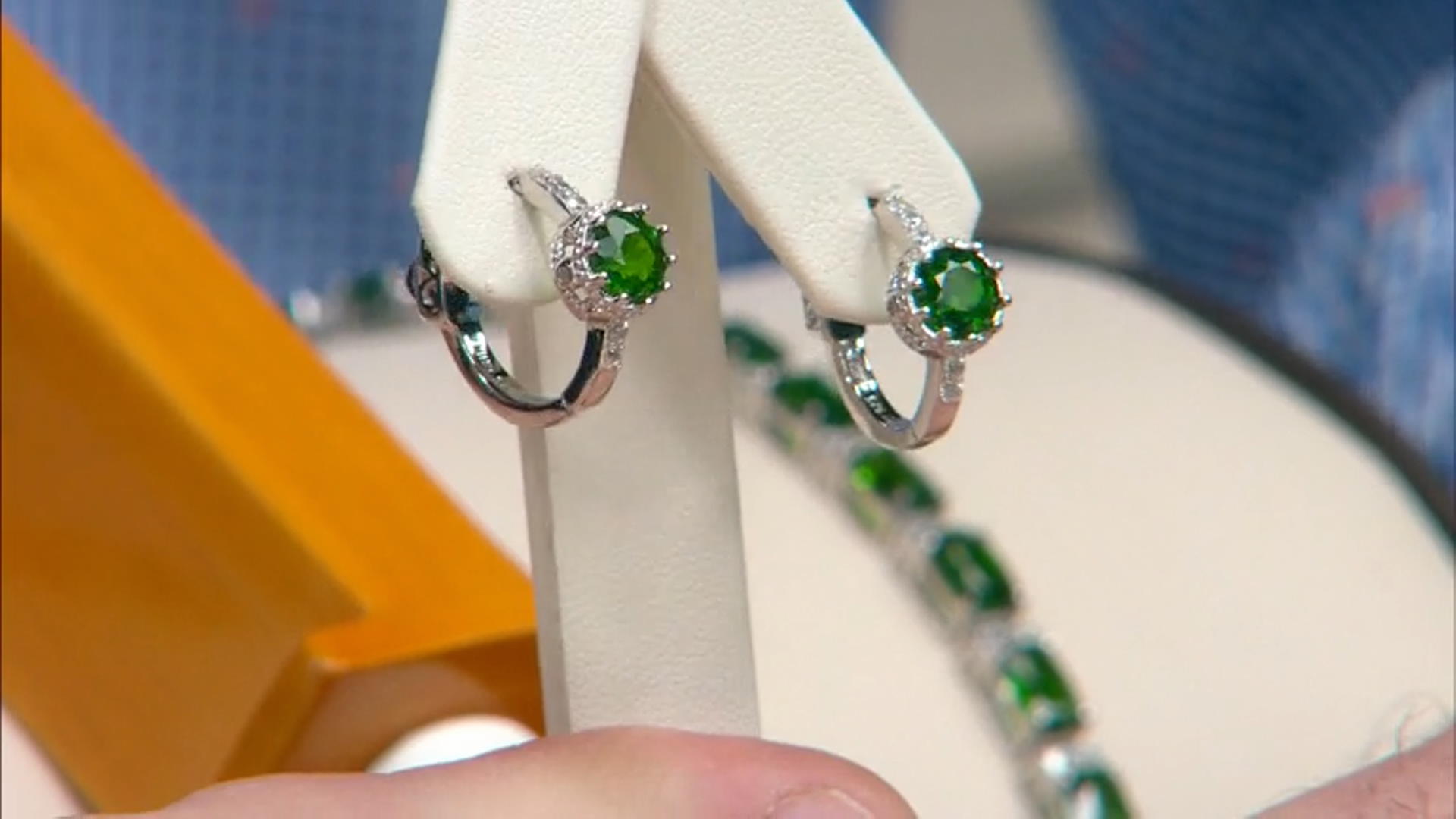 Green Chrome Diopside Rhodium Over Sterling Silver Earrings 1.46ctw Video Thumbnail
