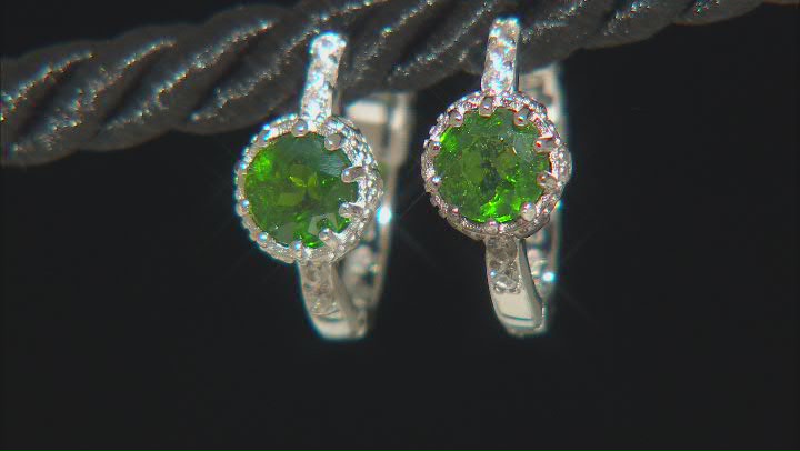 Green Chrome Diopside Rhodium Over Sterling Silver Earrings 1.46ctw Video Thumbnail