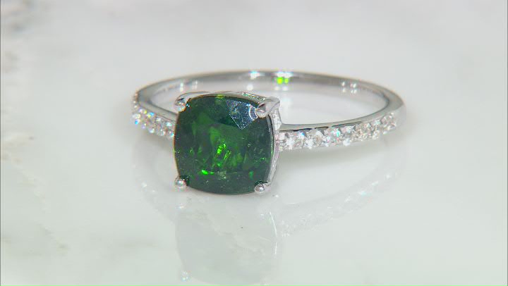 Green Chrome Diopside Rhodium Over Sterling Silver Ring 2.25ctw Video Thumbnail