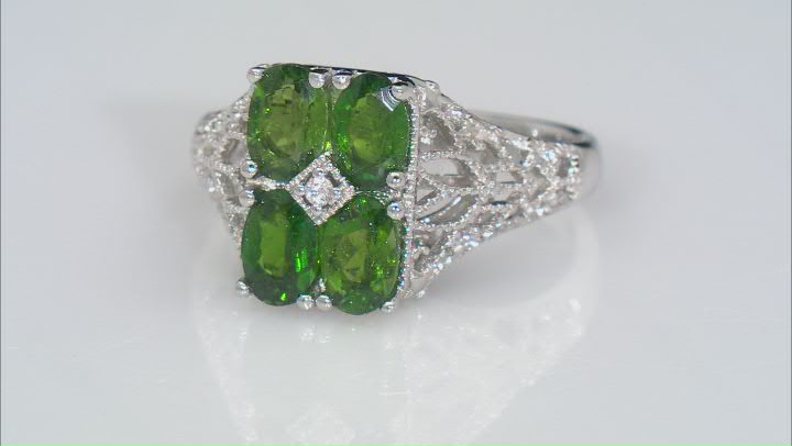 Green Chrome Diopside Rhodium Over Sterling Silver Ring 1.81ctw Video Thumbnail