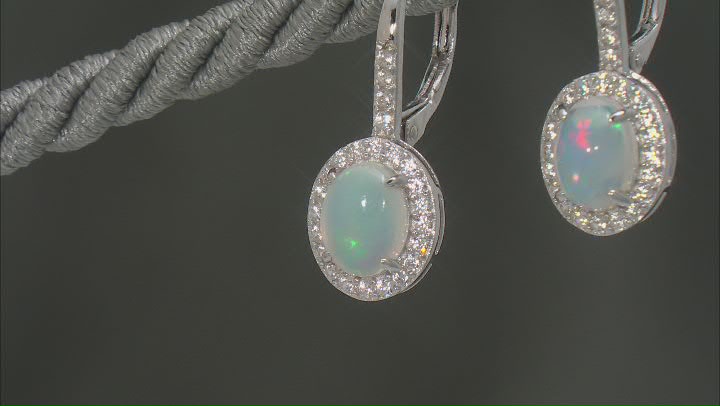 White Ethiopian Opal Rhodium Over Sterling Silver Earrings 1.75ctw Video Thumbnail