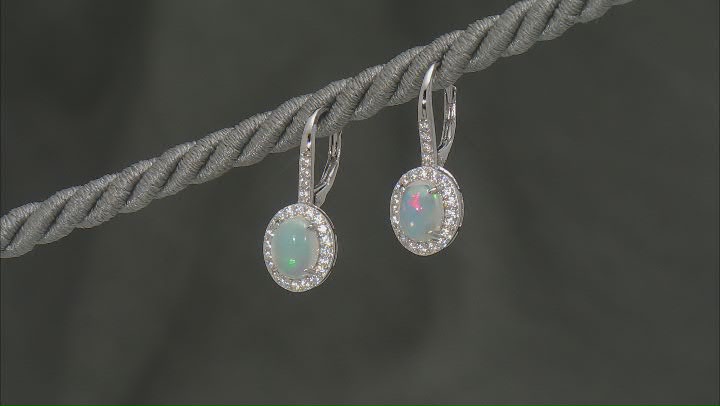 White Ethiopian Opal Rhodium Over Sterling Silver Earrings 1.75ctw Video Thumbnail