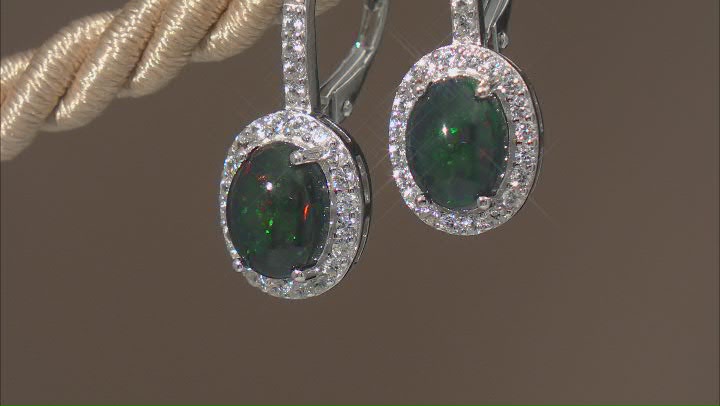 Black Ethiopian Opal Rhodium Over Sterling Silver Earrings 1.75ctw Video Thumbnail