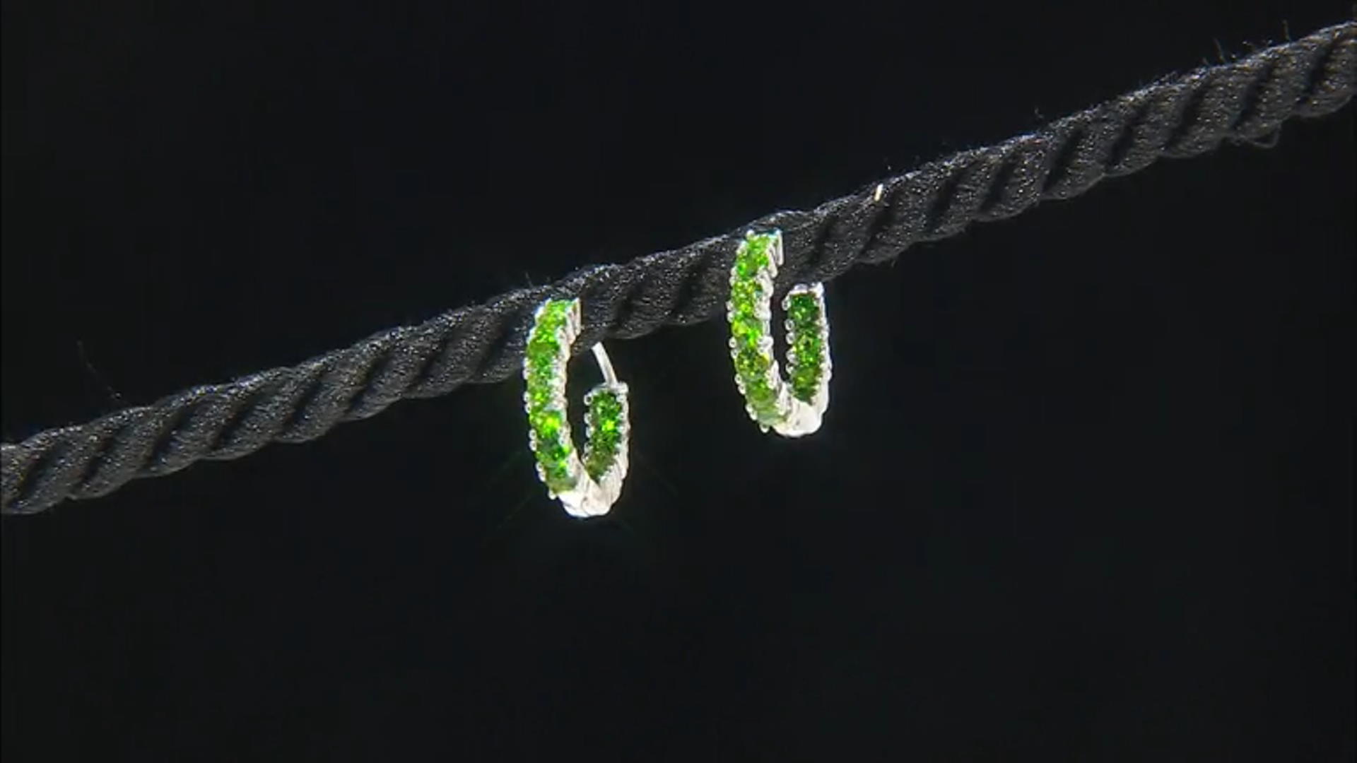 Green Chrome Diopside Rhodium Over Sterling Silver Huggie Earring 1.62ctw Video Thumbnail