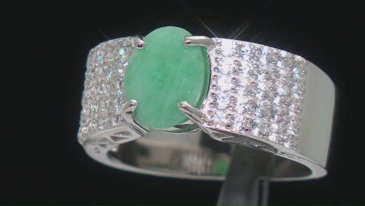 Green Emerald Rhodium Over Sterling Silver Ring 3.10ctw Video Thumbnail
