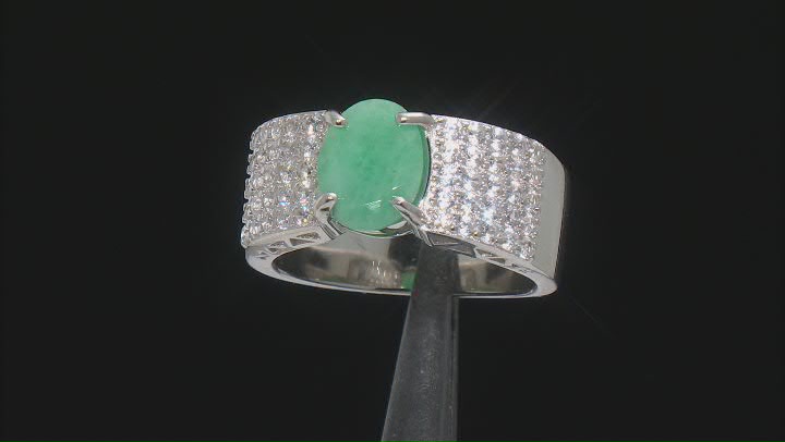 Green Emerald Rhodium Over Sterling Silver Ring 3.10ctw Video Thumbnail