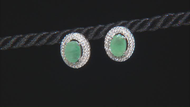 Green Emerald Rhodium Over Sterling Silver Earrings 2.15ctw Video Thumbnail