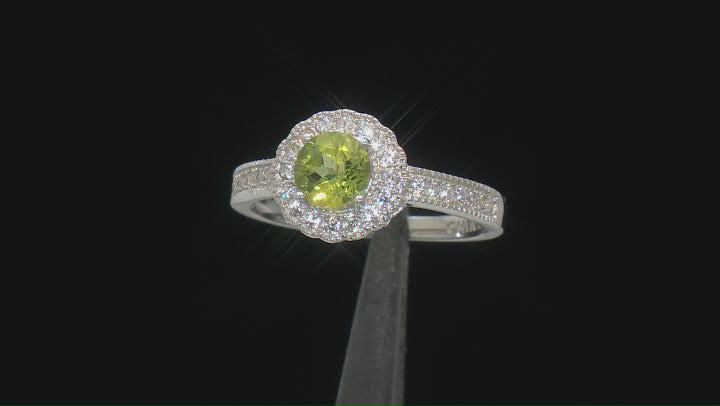 Green Peridot Rhodium Over Sterling Silver Ring 1.19ctw Video Thumbnail
