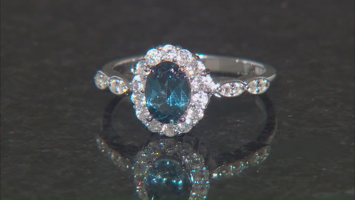 London Blue Topaz Rhodium Over Sterling Silver Ring 1.30ctw Video Thumbnail