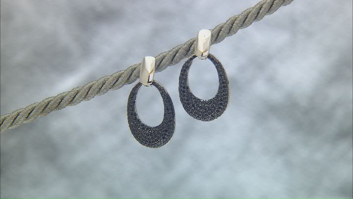 Black Spinel Rhodium Over Sterling Silver Earrings 0.50ctw Video Thumbnail