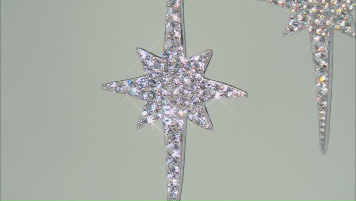 White Lab Created Sapphire Rhodium Over Sterling Silver Star Earrings 1.46ctw Video Thumbnail