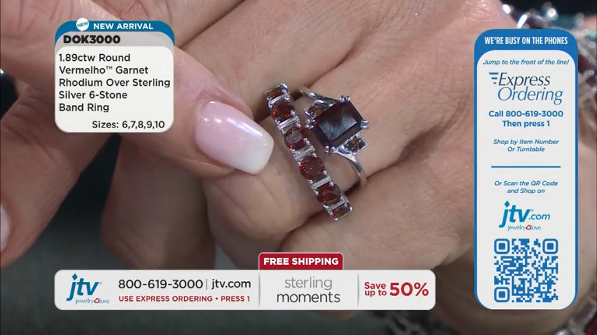 Red Garnet Rhodium Over Sterling Silver 6-Stone Band Ring 1.89ctw Video Thumbnail