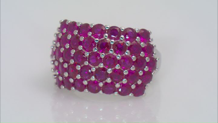 Red Lab Created Ruby Rhodium Over Sterling Silver Ring 3.50ctw Video Thumbnail