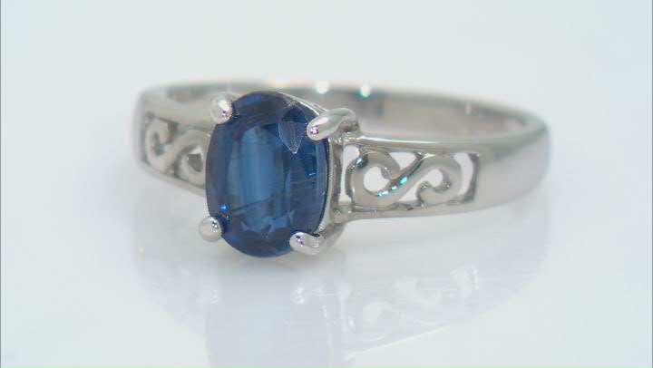 Blue Kyanite Rhodium Over Sterling Silver Ring 1.45ct Video Thumbnail