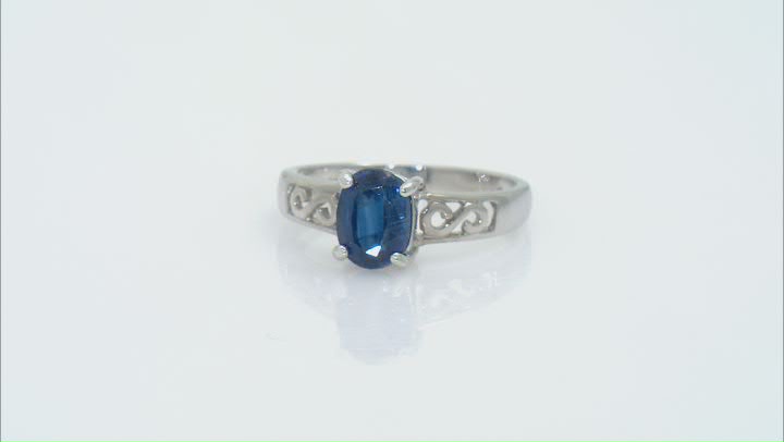 Blue Kyanite Rhodium Over Sterling Silver Ring 1.45ct Video Thumbnail