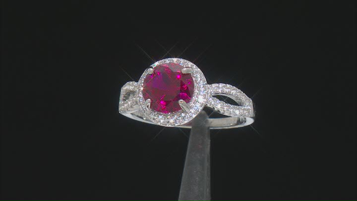 Red Lab Created Ruby Rhodium Over Sterling Silver Ring 2.63ctw Video Thumbnail