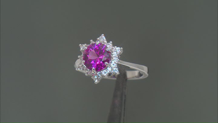 Pink Lab Created Sapphire Rhodium Over Sterling Silver Ring 2.68ctw Video Thumbnail