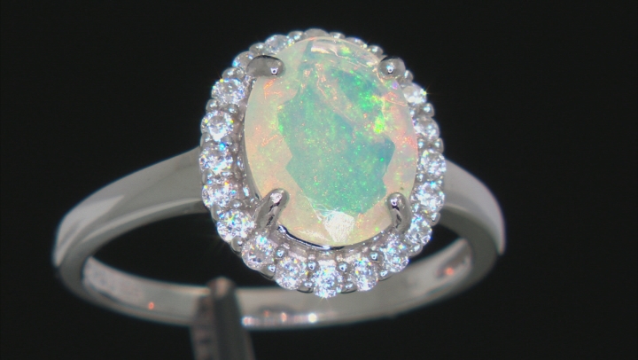 Ethiopian Opal Rhodium Over Sterling Silver Ring 10x8mm Video Thumbnail