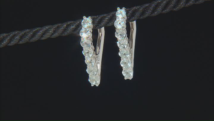 Blue Aquamarine Rhodium Over Sterling Silver Earrings 3.0ctw Video Thumbnail